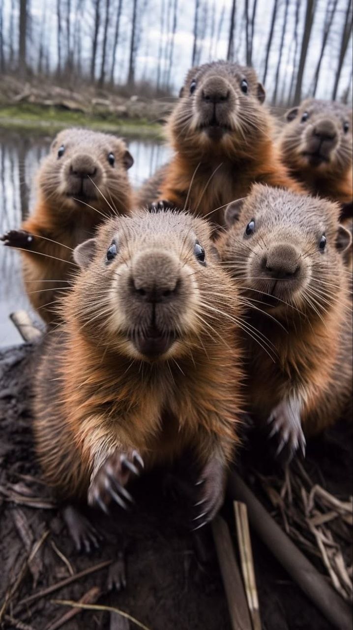 Бобры у воды